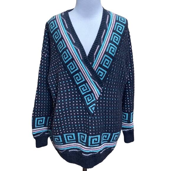 Maser Maser M Vintage Wool 80s V-Neck Sweater - Picture 1 of 8